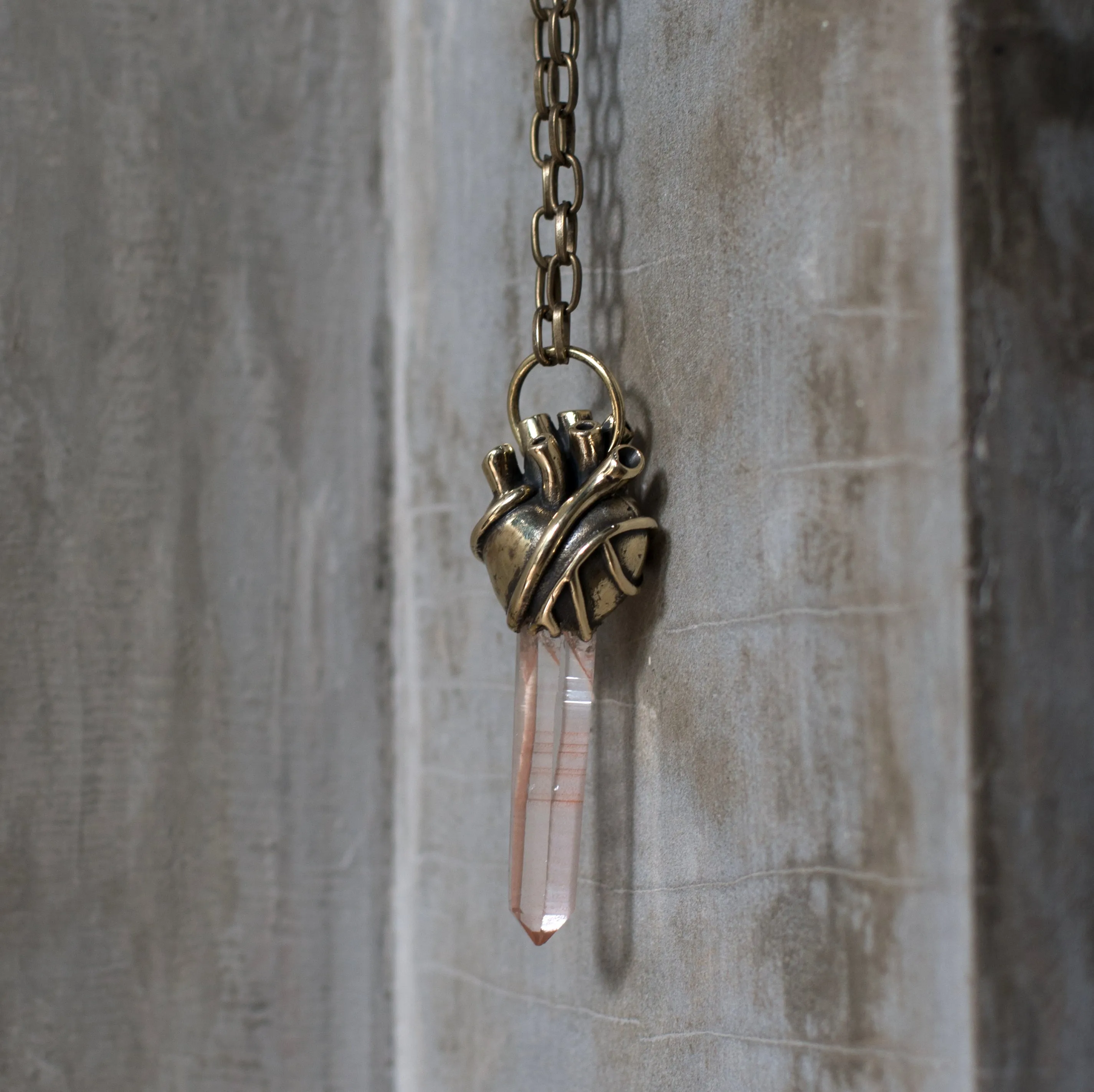 Crystal heart pendant - Lemurian Quartz