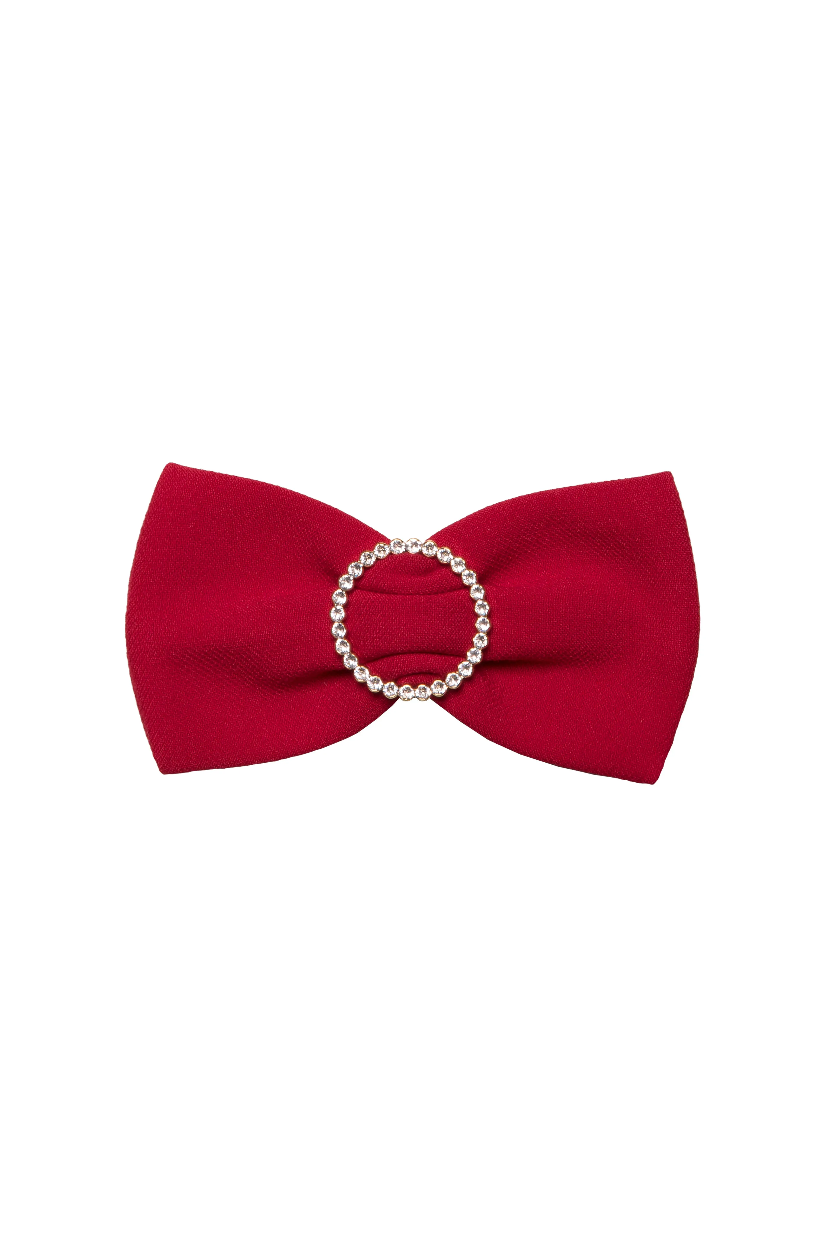 Crystals Red Crepe Bow Brooch