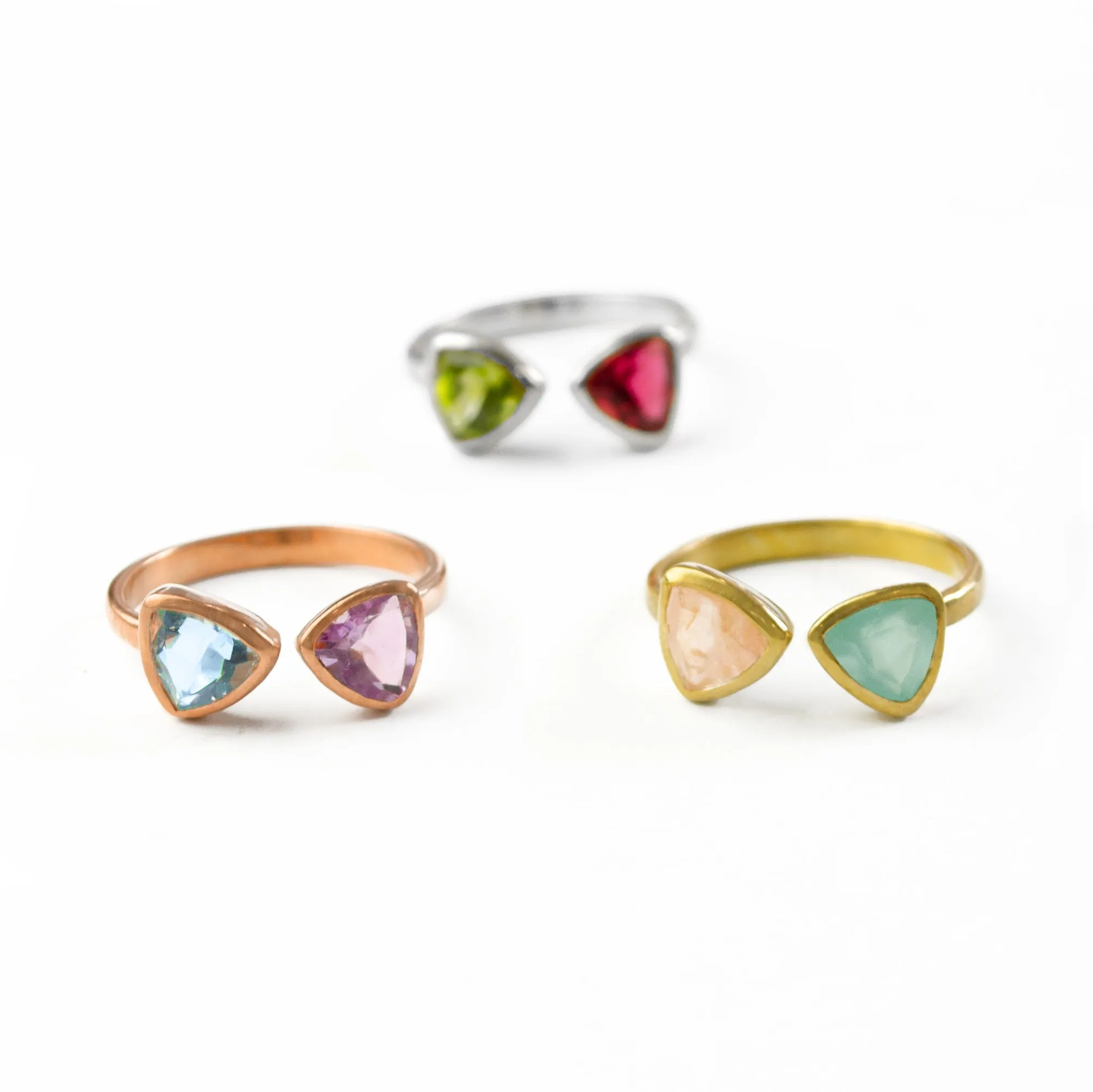 Custom Birthstone Adjustable Bow Tie Triangle Ring