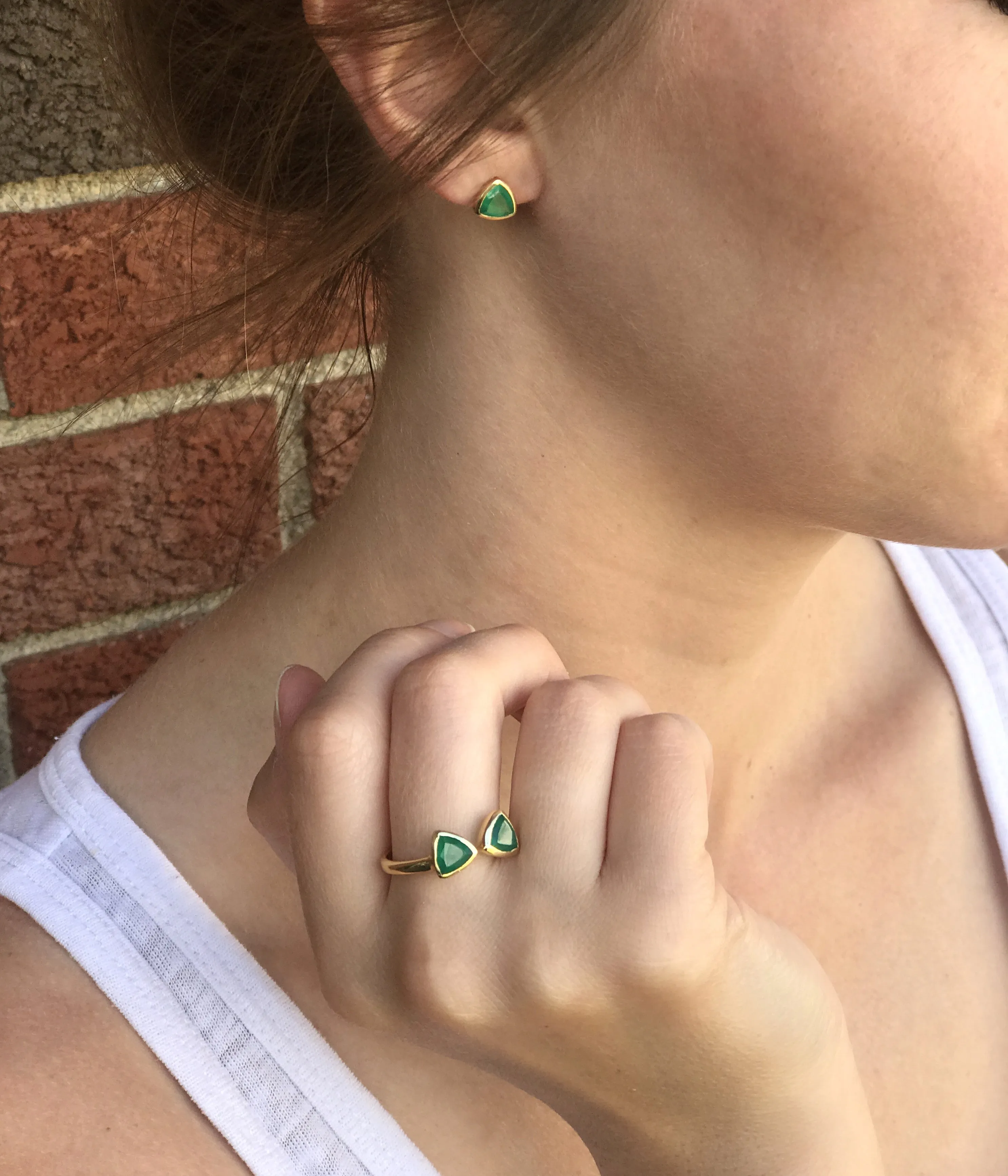 Custom Birthstone Adjustable Bow Tie Triangle Ring