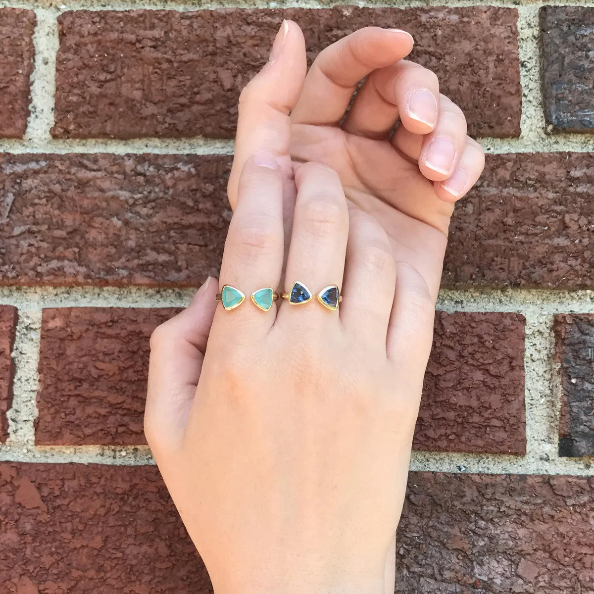 Custom Birthstone Adjustable Bow Tie Triangle Ring
