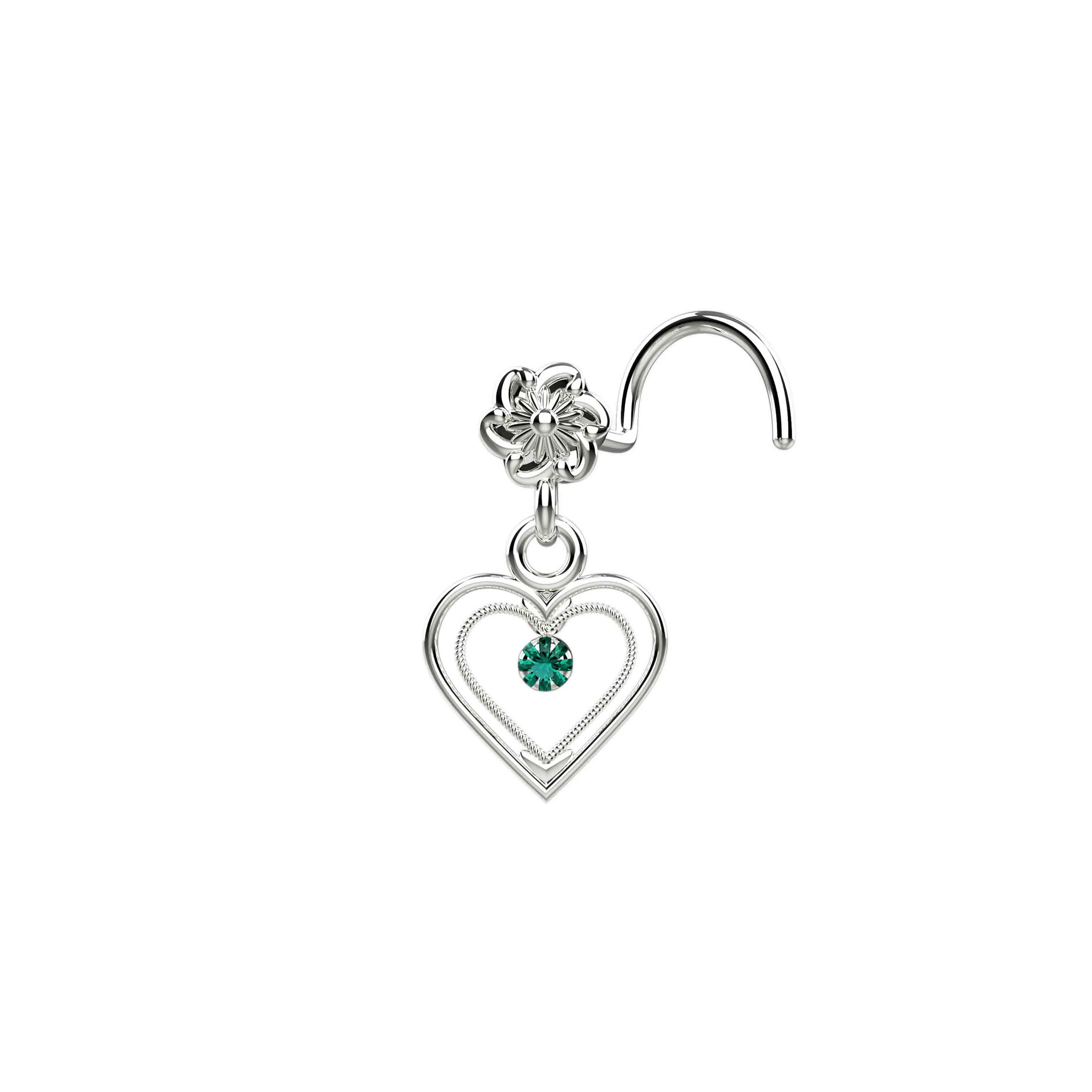 Dangling Heart Nose Ring Stud – Dangle Piercing Jewelry in Gold