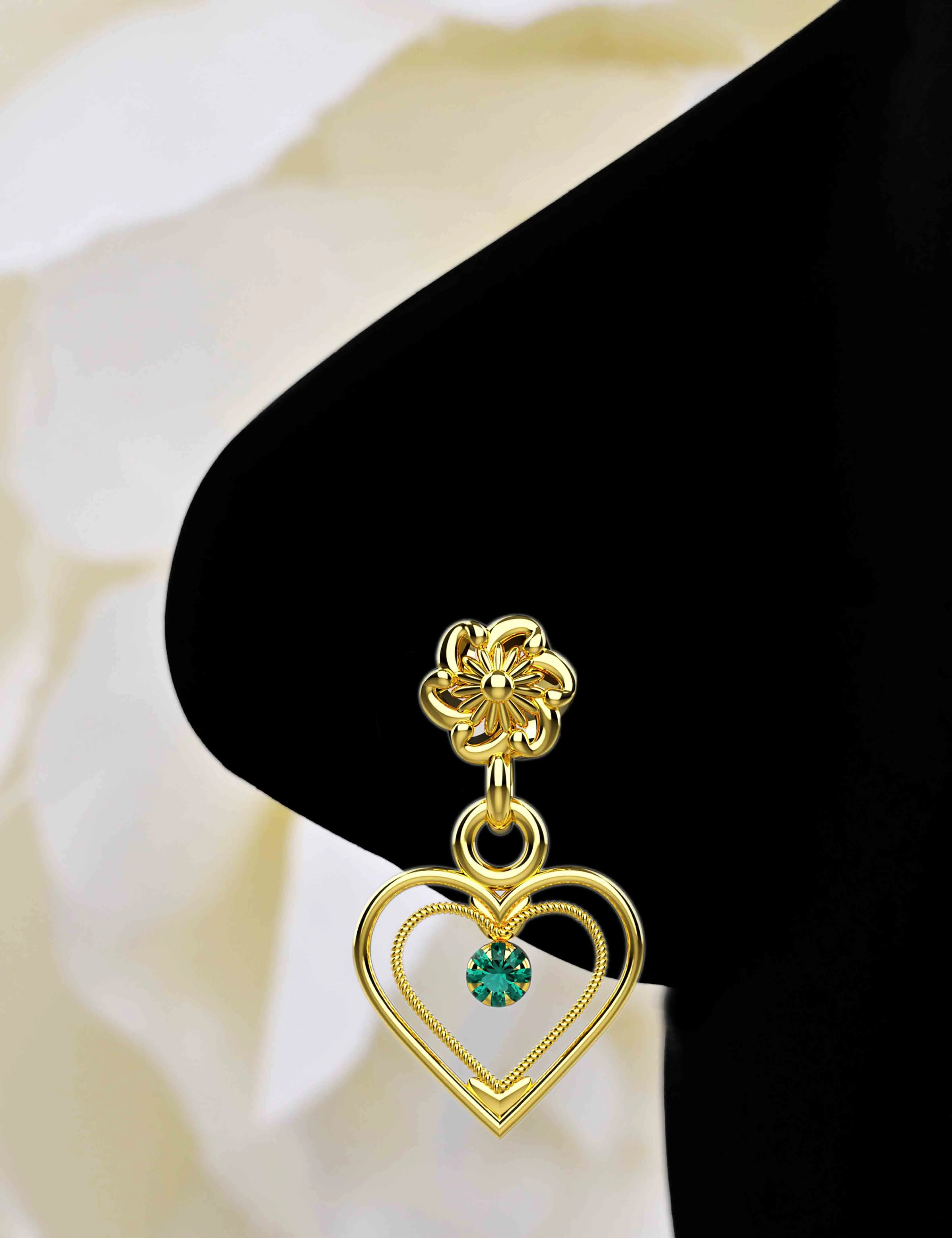 Dangling Heart Nose Ring Stud – Dangle Piercing Jewelry in Gold
