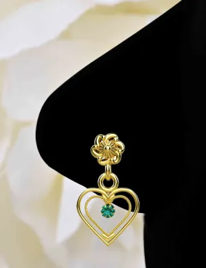 Dangling Heart Nose Ring Stud – Dangle Piercing Jewelry in Gold