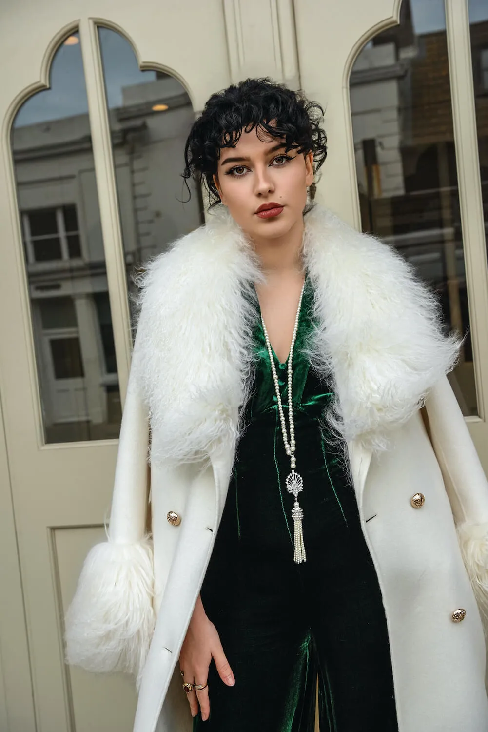 Deco pearl tassel necklace