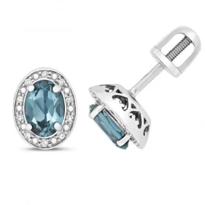 Diamond And London Blue Topaz Stud Earrings ED258WLB
