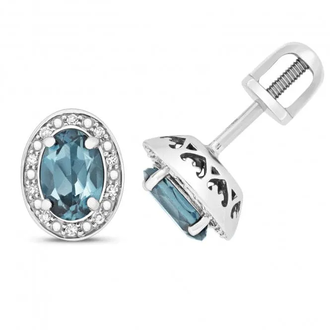 Diamond And London Blue Topaz Stud Earrings ED258WLB