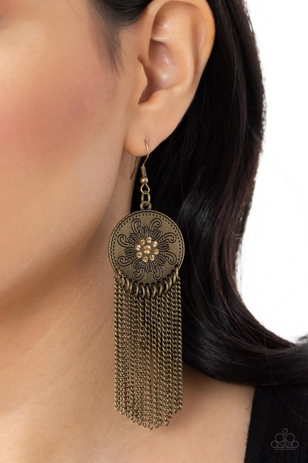 Earrings Fringe Control - Brass E2370