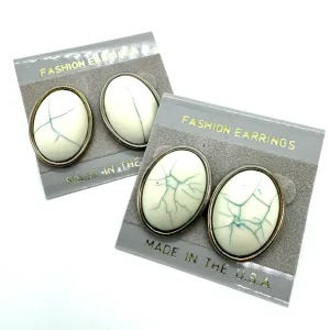 Eggshell Ice Blue Studs - Kooky Deadstock Earrings