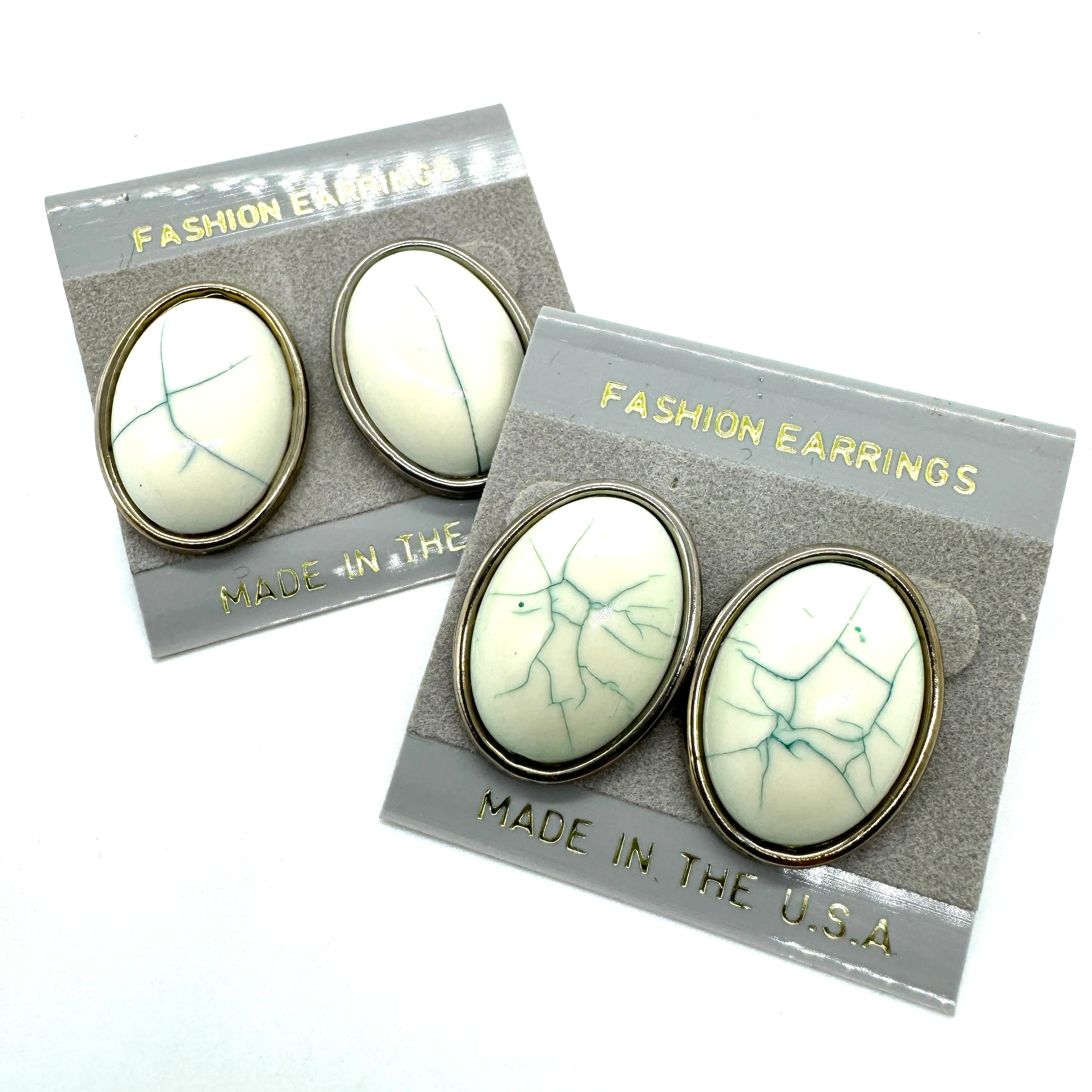 Eggshell Ice Blue Studs - Kooky Deadstock Earrings