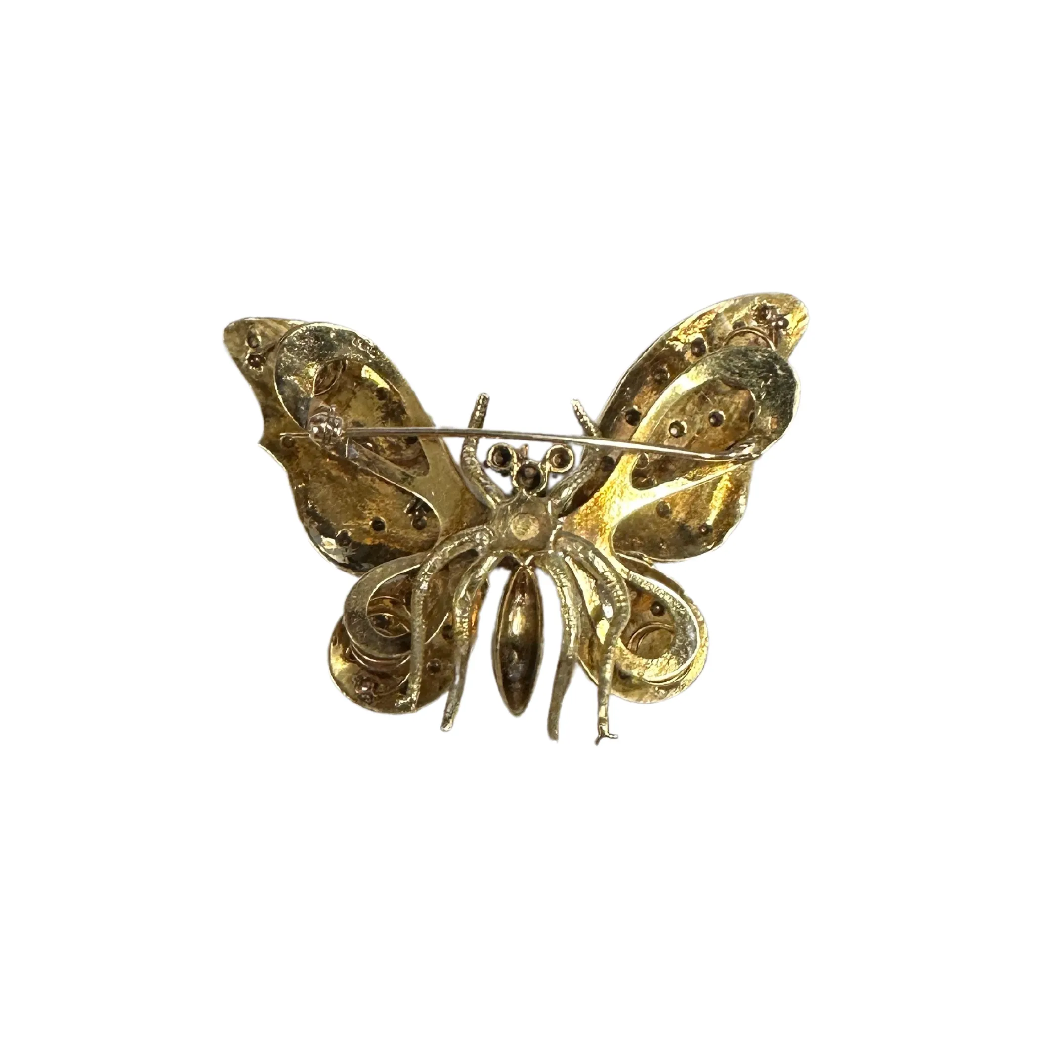 Emerald and Opal 18k Yellow Gold Butterfly Trembler c.1940-1950