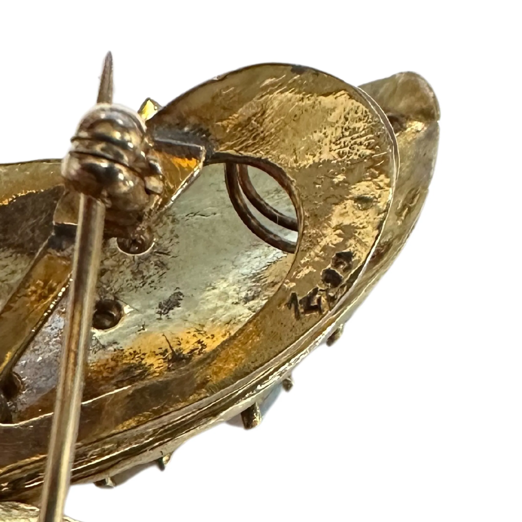 Emerald and Opal 18k Yellow Gold Butterfly Trembler c.1940-1950
