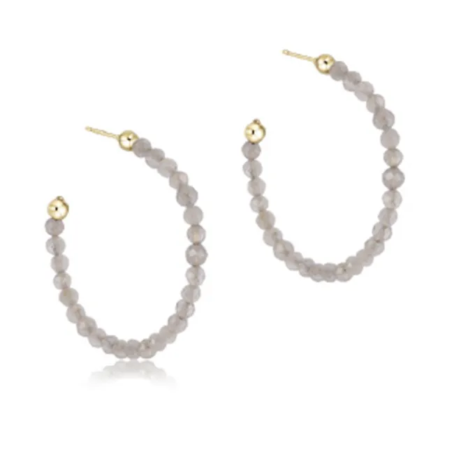 Enewton Gemstone 3mm Beaded 1.25" Post Hoop Earrings in Labradorite