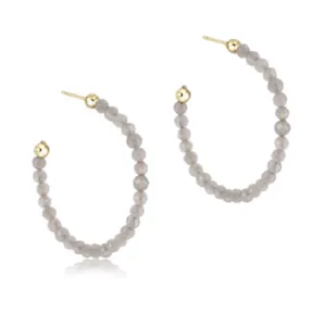 Enewton Gemstone 3mm Beaded 1.25" Post Hoop Earrings in Labradorite