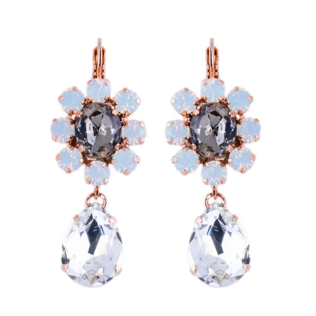 Extra Luxurious Cluster and Pear Dangle Leverback Earrings in "Ice Queen" *Custom*
