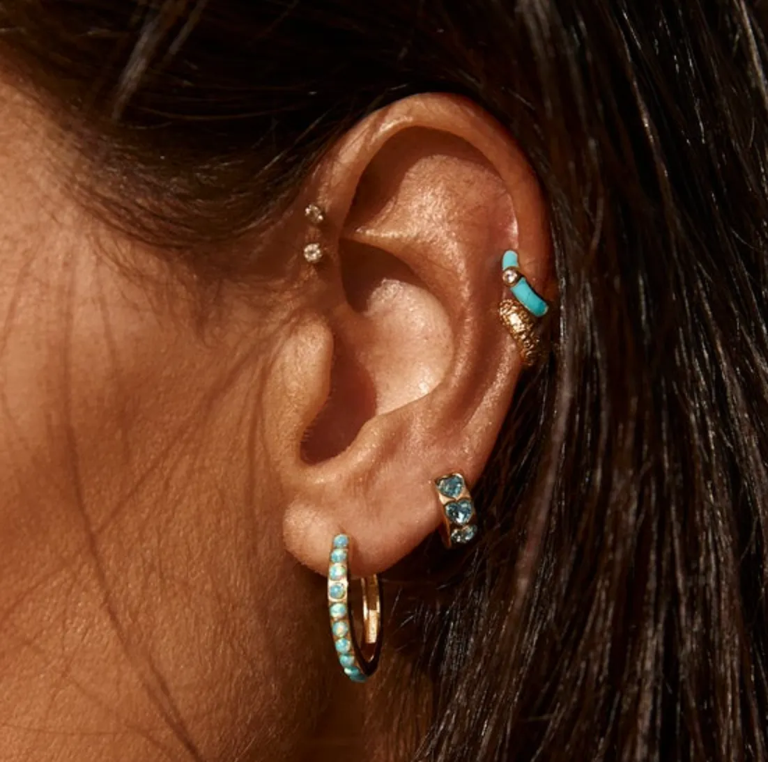 Fairley Blue Opal Crystal Maxi Hoops