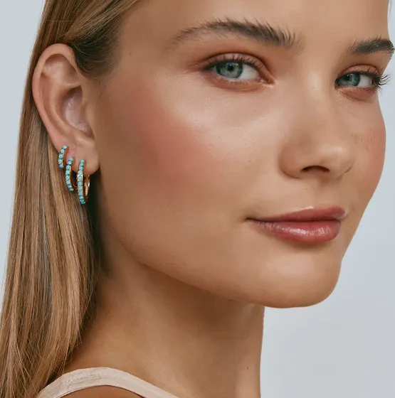 Fairley Blue Opal Crystal Midi Hoops