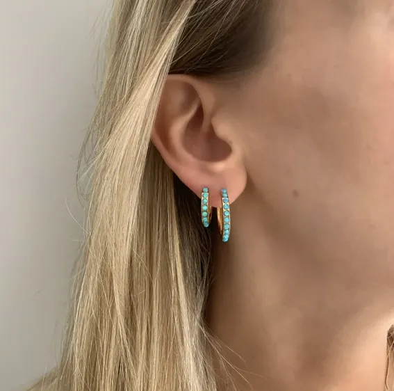 Fairley Blue Opal Crystal Midi Hoops