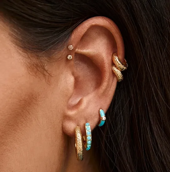 Fairley Blue Opal Crystal Midi Hoops
