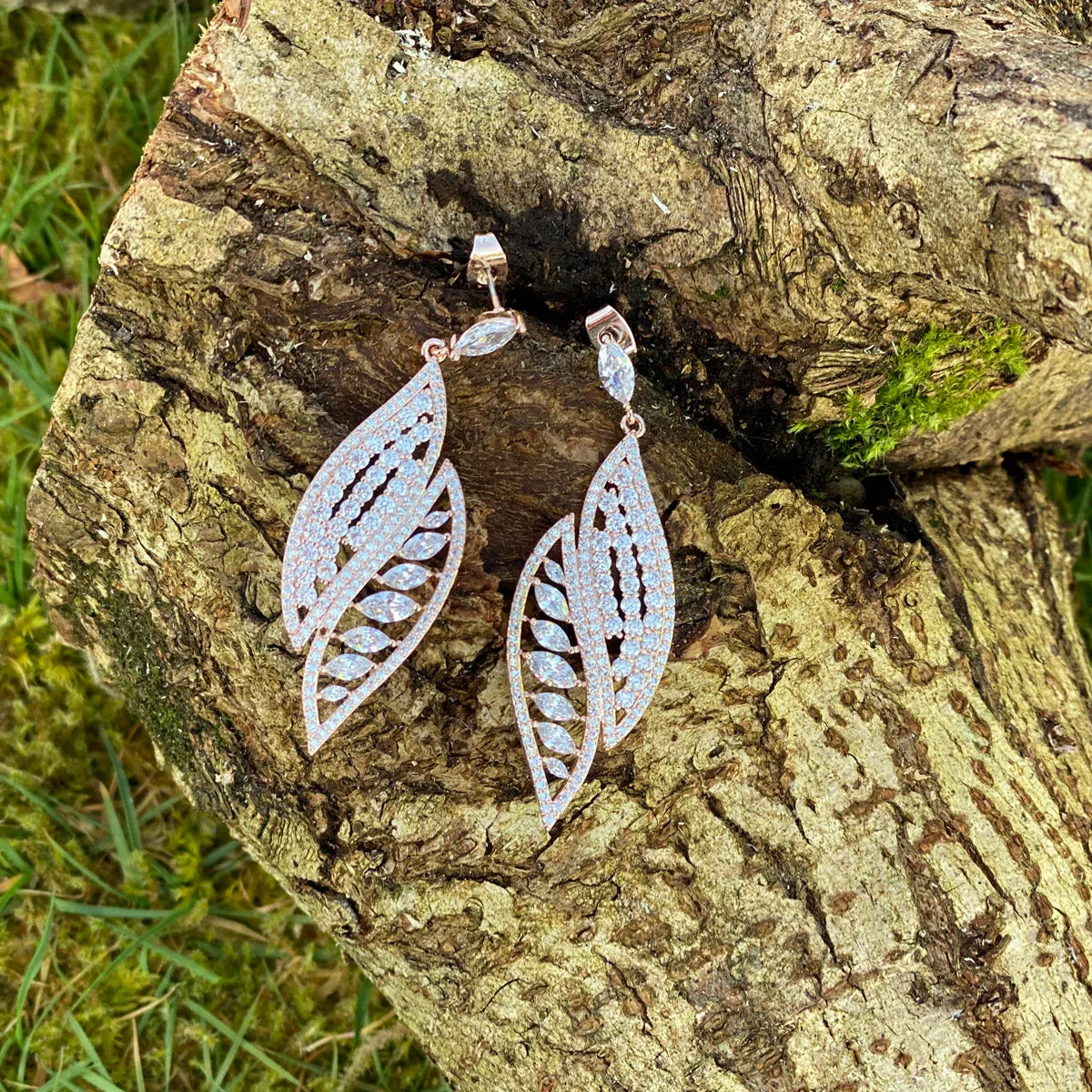 Florina Rose Gold Statement Diamante Earrings