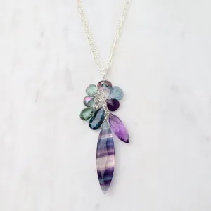 Fluorite Marquise with Clusters Necklace