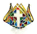 Free Fused Glass Patterns -  Cross Votive Candle Holder