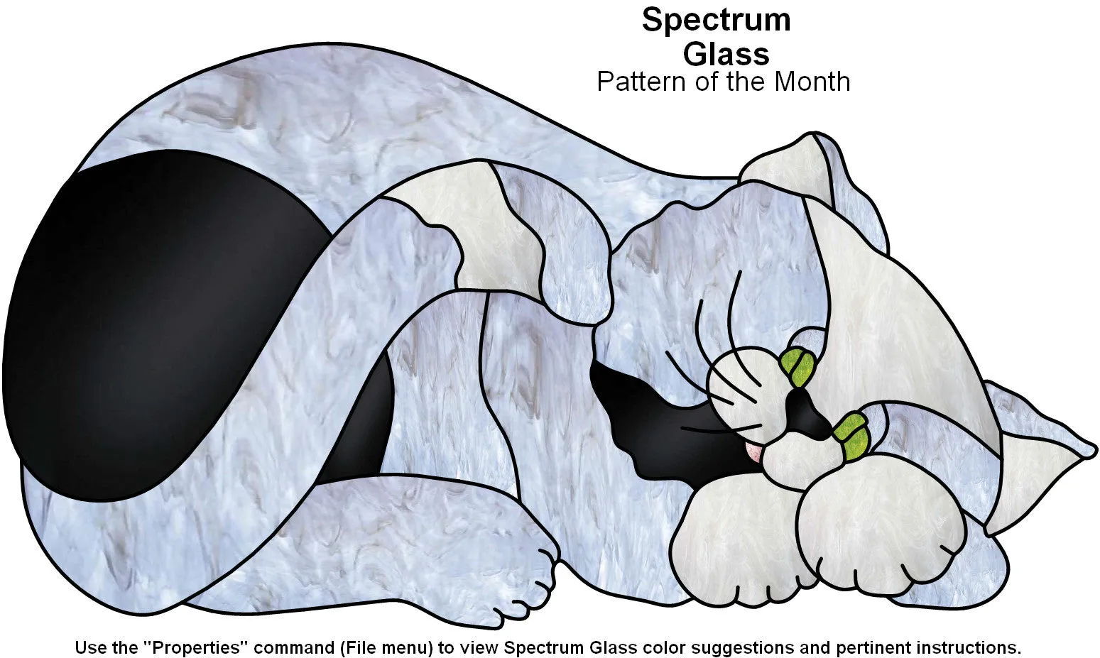 Free Stained Glass Patterns - Lazy Day Sleeping Cat by GlassDesign