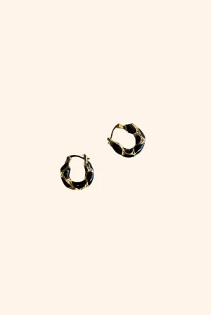 Gemstone Drop Earrings in Black