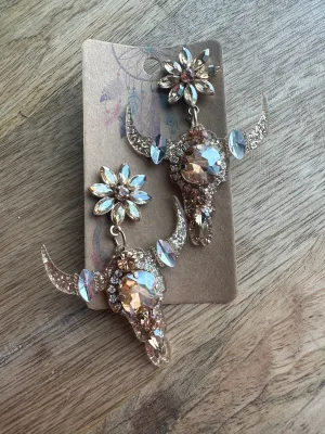 Glow Up Cow Skull Earrings