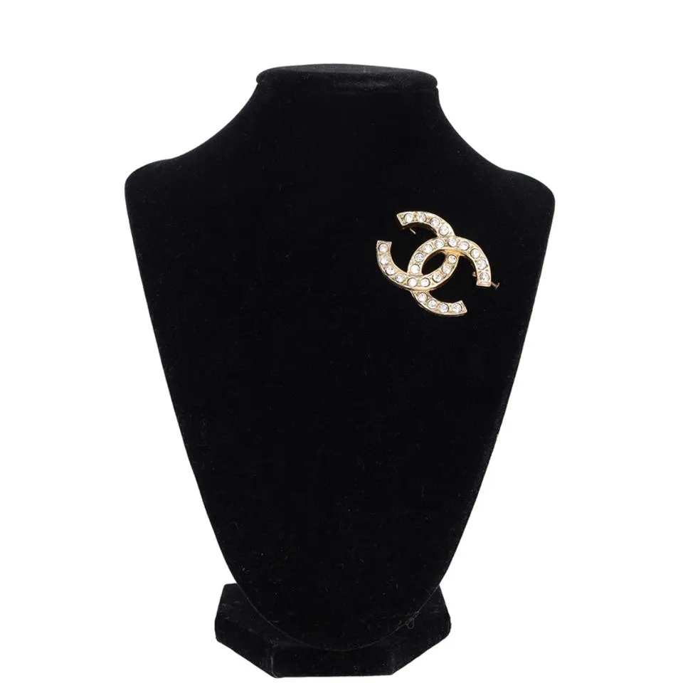 Gold Metal Rhinestone Pin Brooch (Authentic Pre-owned)