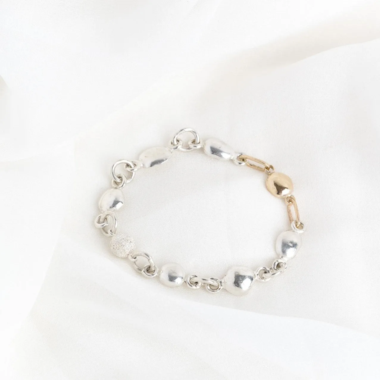 Gold Pebble Bracelet & Stud Set