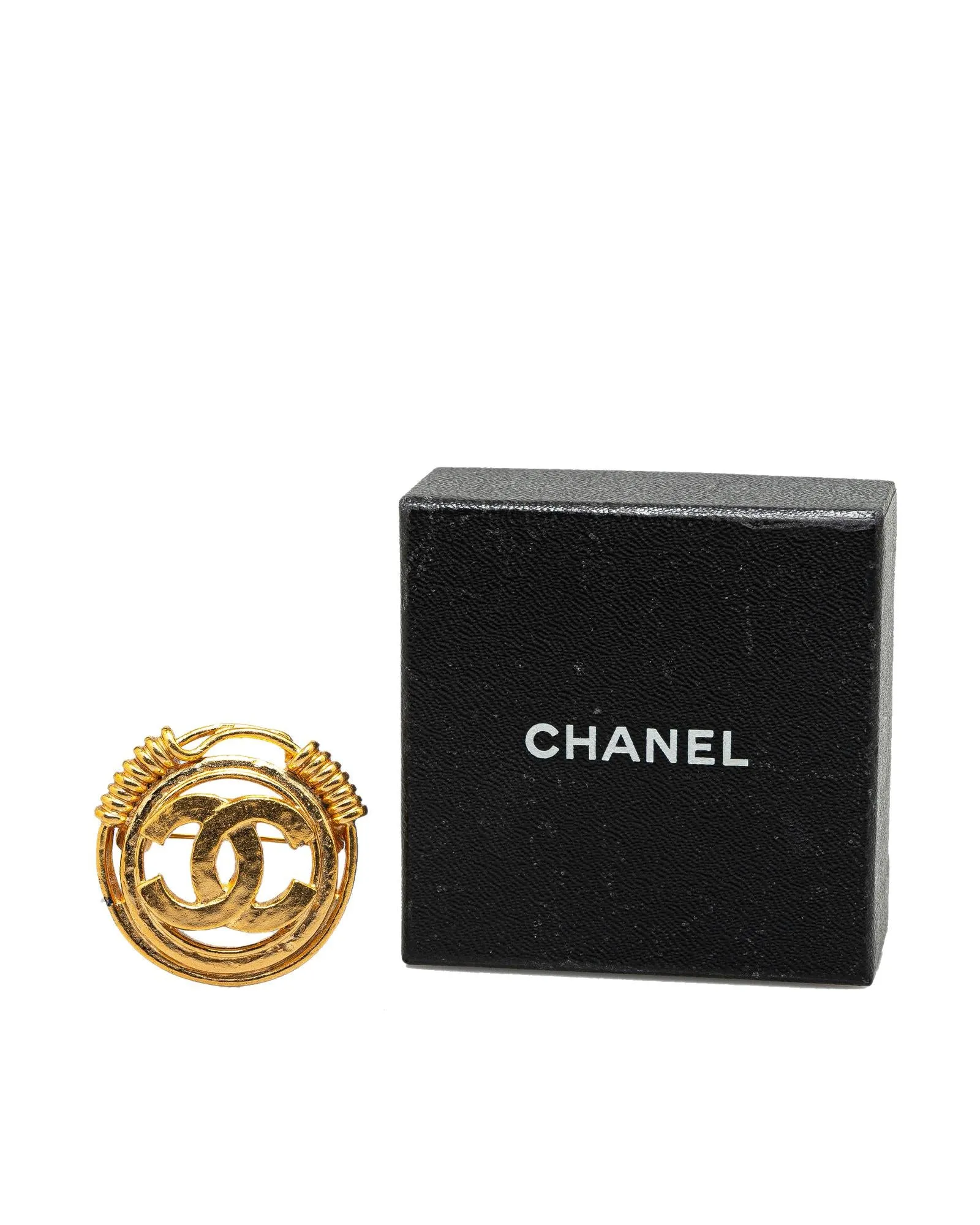 Gold Plated CC Brooch with Back Pin Closure