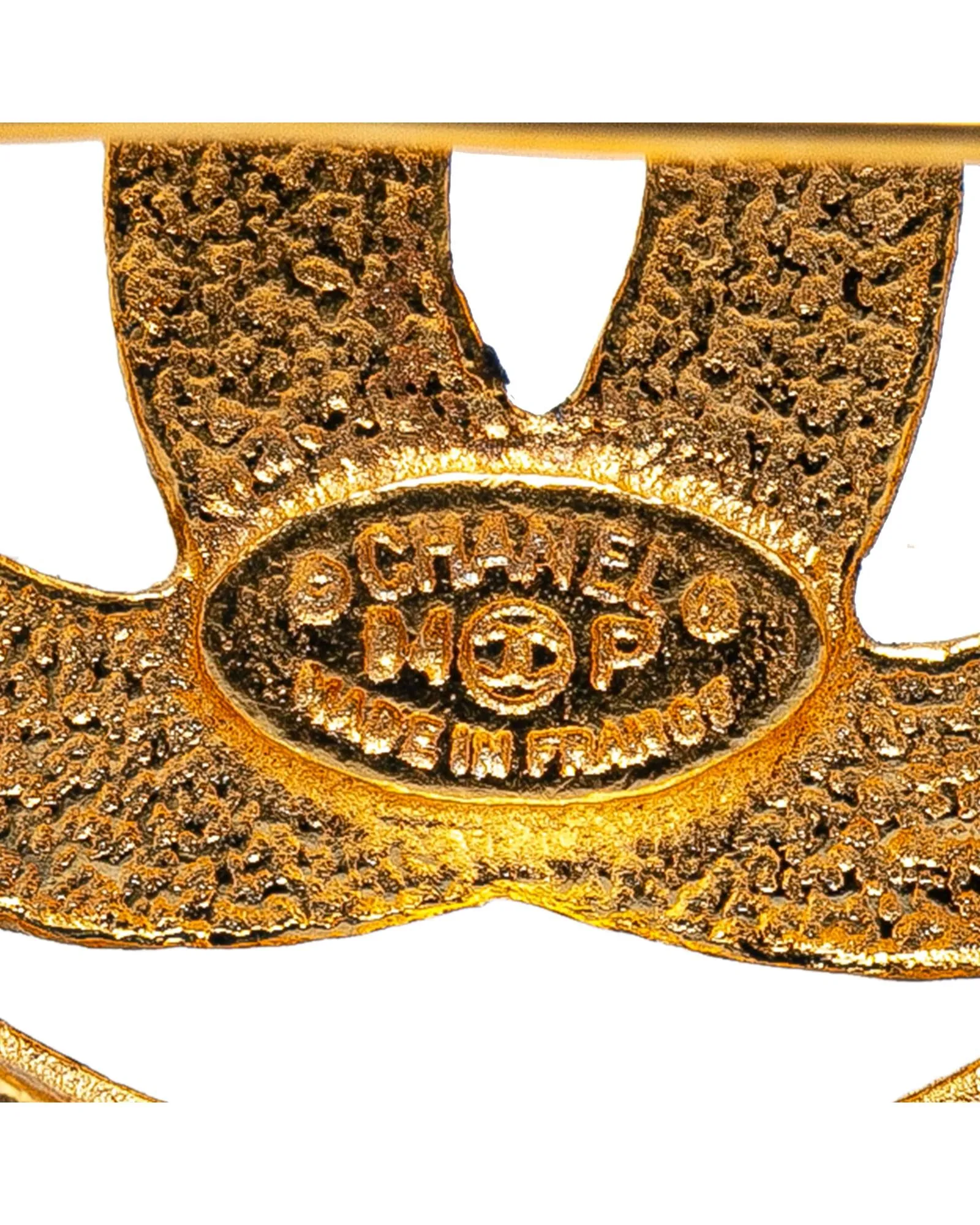 Gold Plated CC Brooch with Back Pin Closure