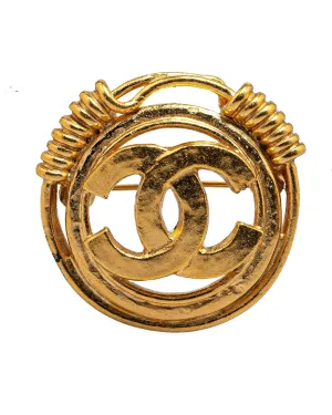 Gold Plated CC Brooch with Back Pin Closure