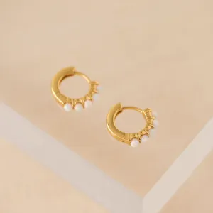 Gold Plated Opal Huggie Hoop Earrings