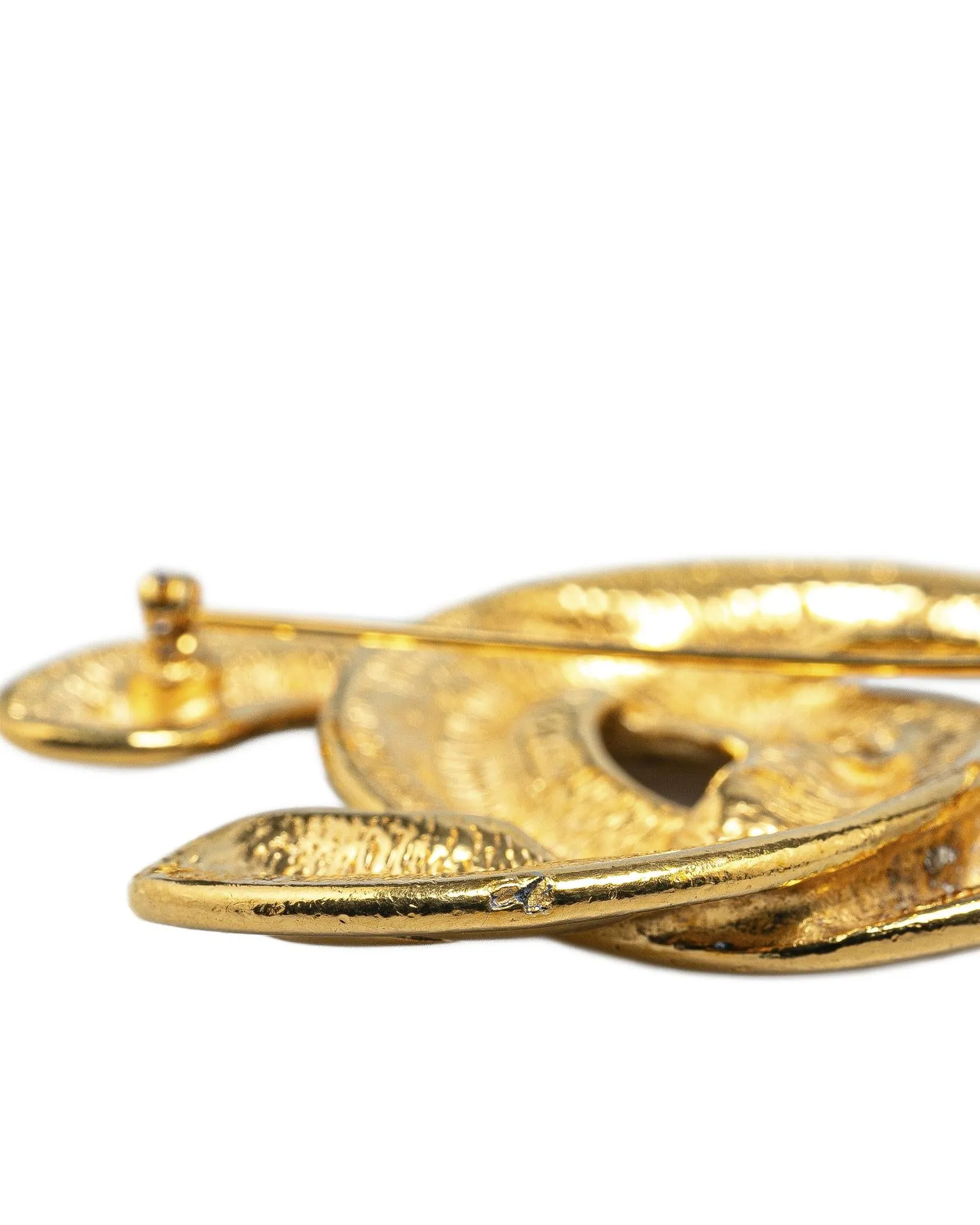 Gold Plated Quilted Brooch with Pin Closure
