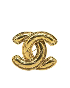 Gold Plated Quilted Brooch with Pin Closure