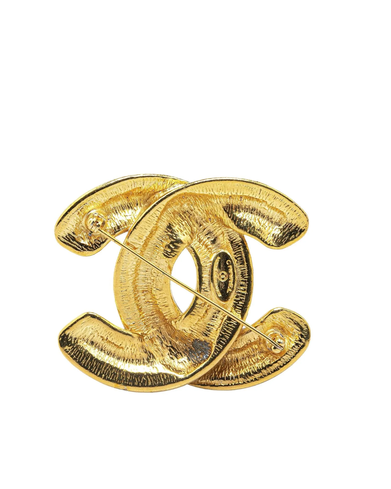 Gold Plated Quilted Brooch with Pin Closure
