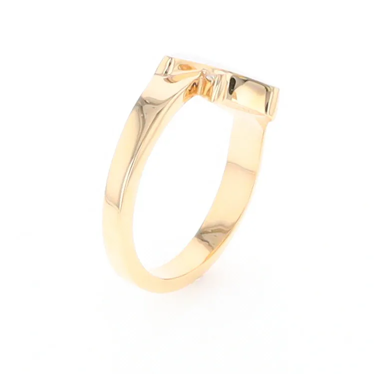 Gold Quartz Ring Boat Sail Inlaid Design with .04ct Round Diamond