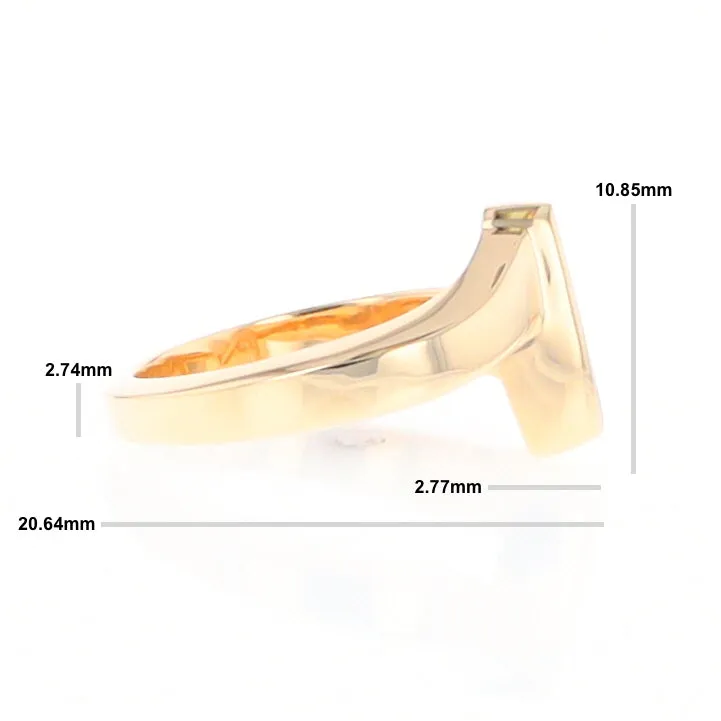 Gold Quartz Ring Boat Sail Inlaid Design with .04ct Round Diamond