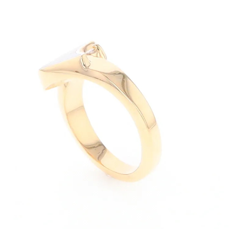 Gold Quartz Ring Boat Sail Inlaid Design with .04ct Round Diamond