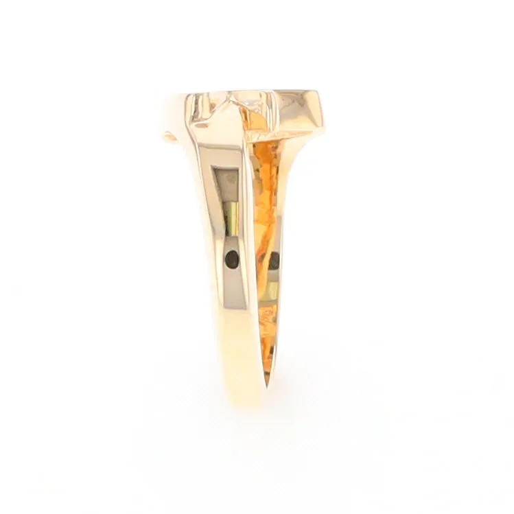 Gold Quartz Ring Boat Sail Inlaid Design with .04ct Round Diamond