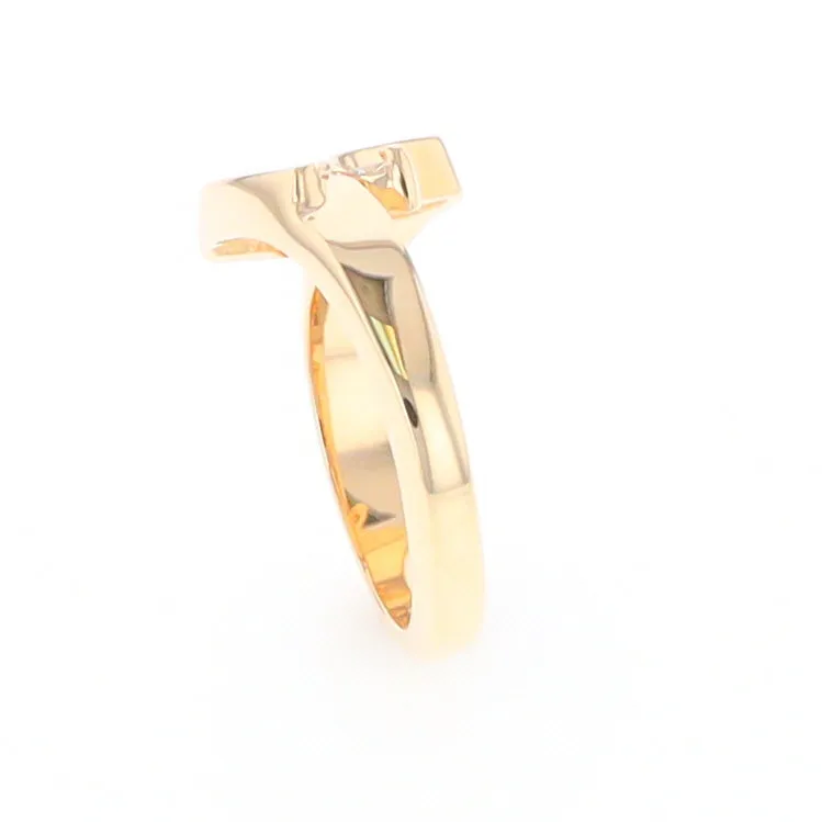 Gold Quartz Ring Boat Sail Inlaid Design with .04ct Round Diamond