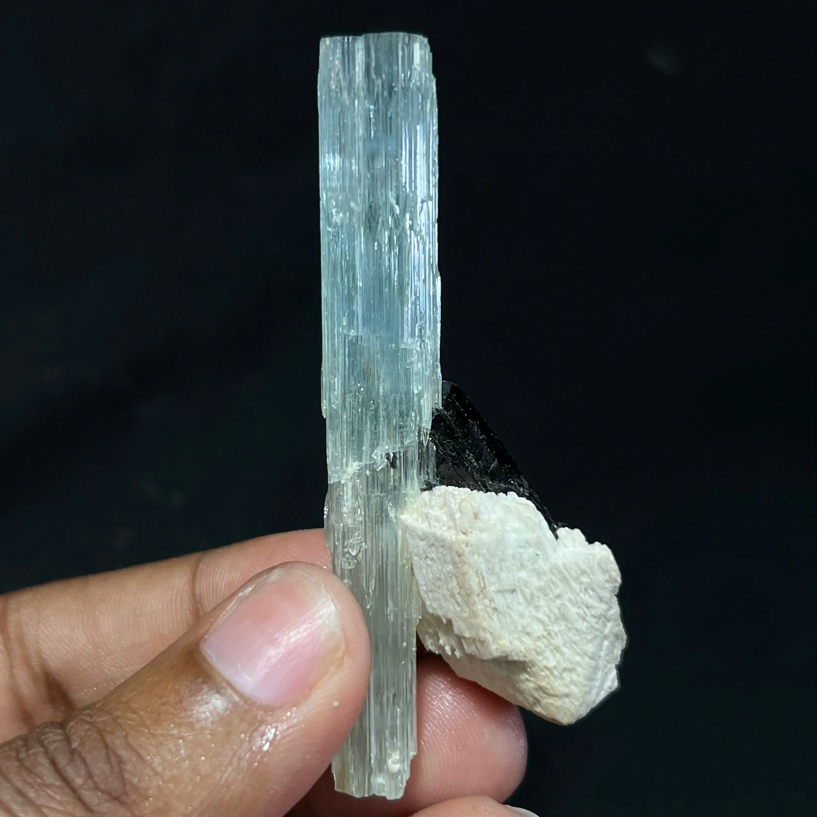 Gorgeous Blue Aquamarine Specimen with Tourmaline, Erongo Mountain, Erongo Region, Namibia, Erongo Aquamarine Crystal, Crystal Healing