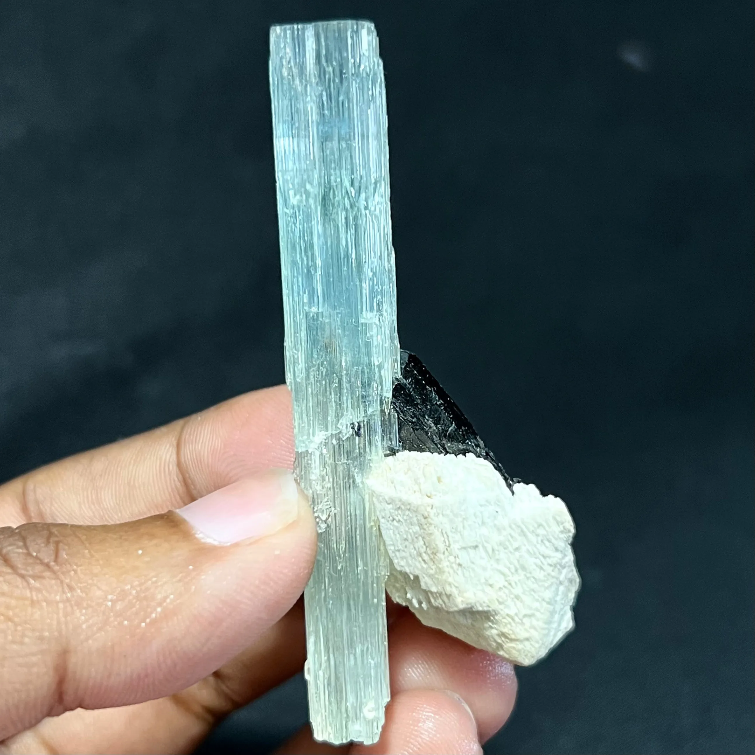 Gorgeous Blue Aquamarine Specimen with Tourmaline, Erongo Mountain, Erongo Region, Namibia, Erongo Aquamarine Crystal, Crystal Healing