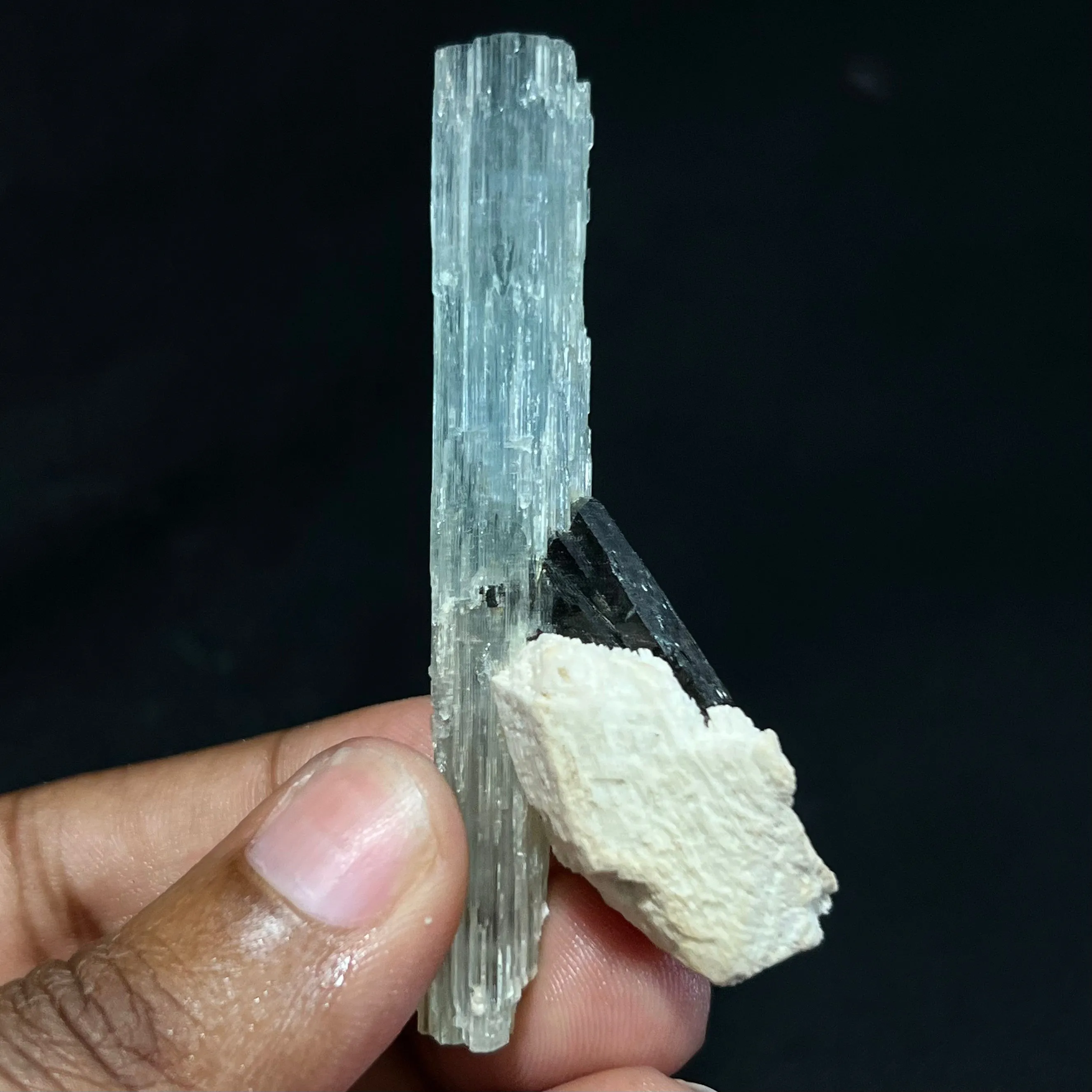 Gorgeous Blue Aquamarine Specimen with Tourmaline, Erongo Mountain, Erongo Region, Namibia, Erongo Aquamarine Crystal, Crystal Healing