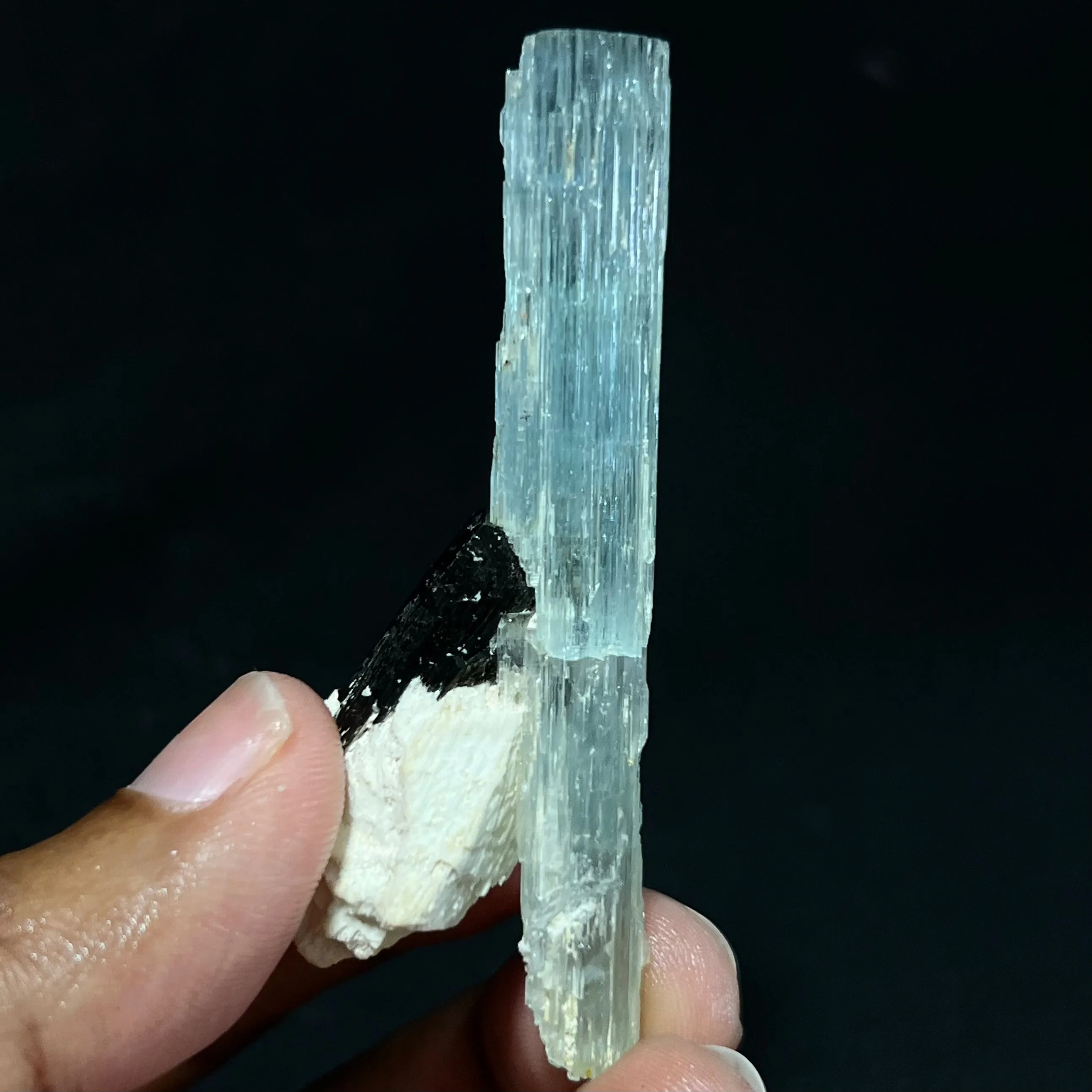 Gorgeous Blue Aquamarine Specimen with Tourmaline, Erongo Mountain, Erongo Region, Namibia, Erongo Aquamarine Crystal, Crystal Healing