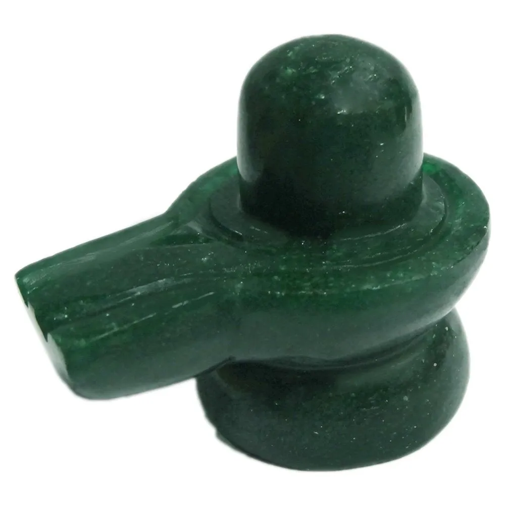 Handmade Showpieces Figurine Green Aventurine Stone Religious Idol Shivling 3 cm.