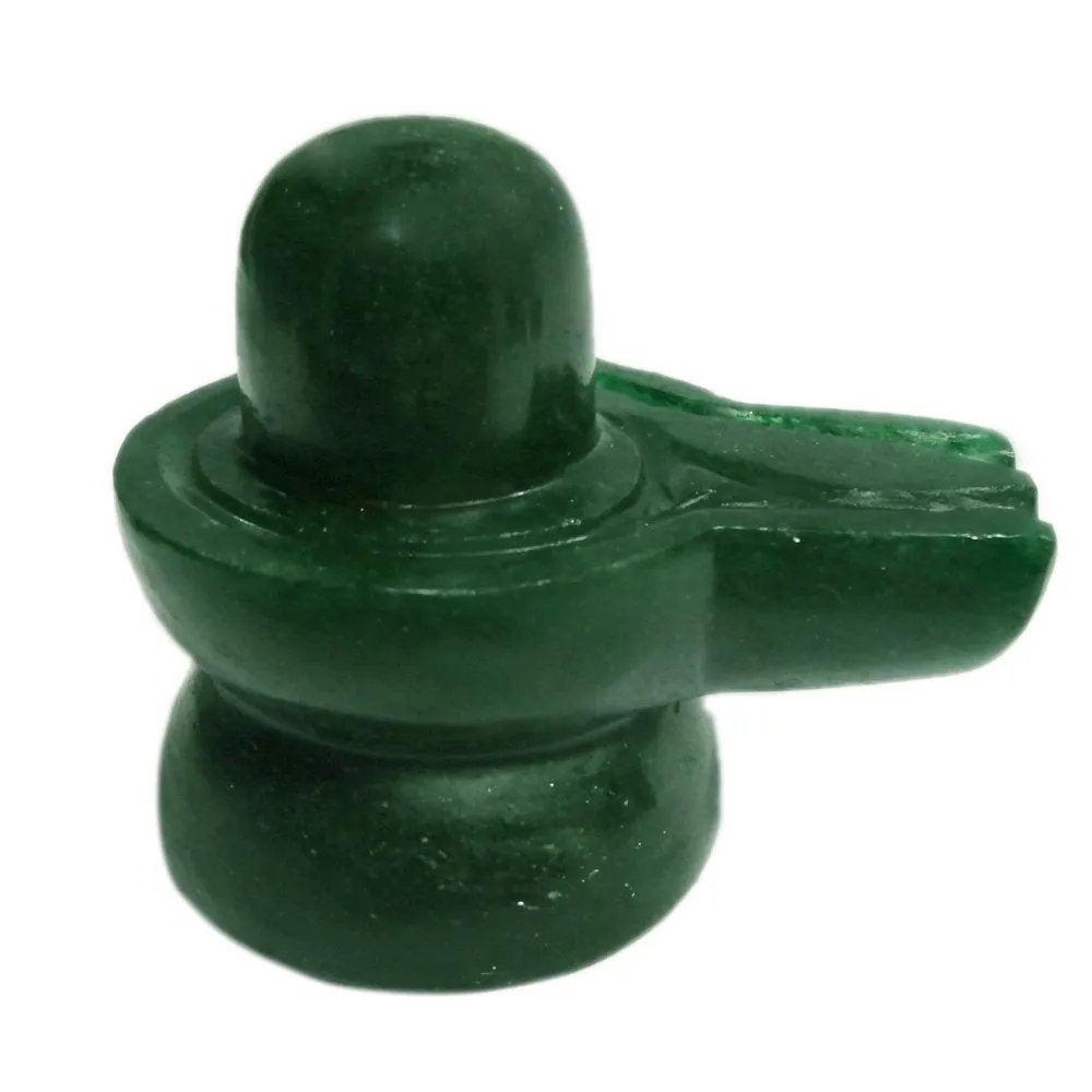 Handmade Showpieces Figurine Green Aventurine Stone Religious Idol Shivling 3 cm.