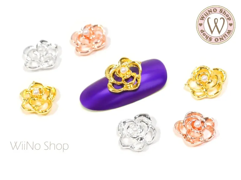 Hollow Rose Nail Metal Charm - 2 pcs